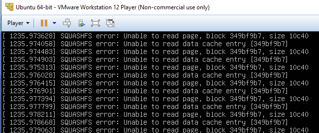 SquashFS error after installation